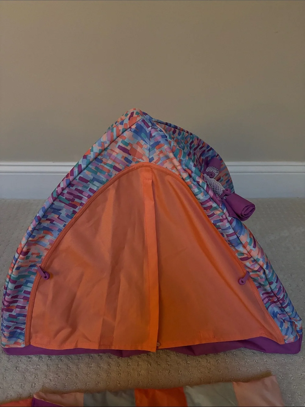 American Girl S’More Camping Tent and Truly Me Colorblock Sleeping Bag